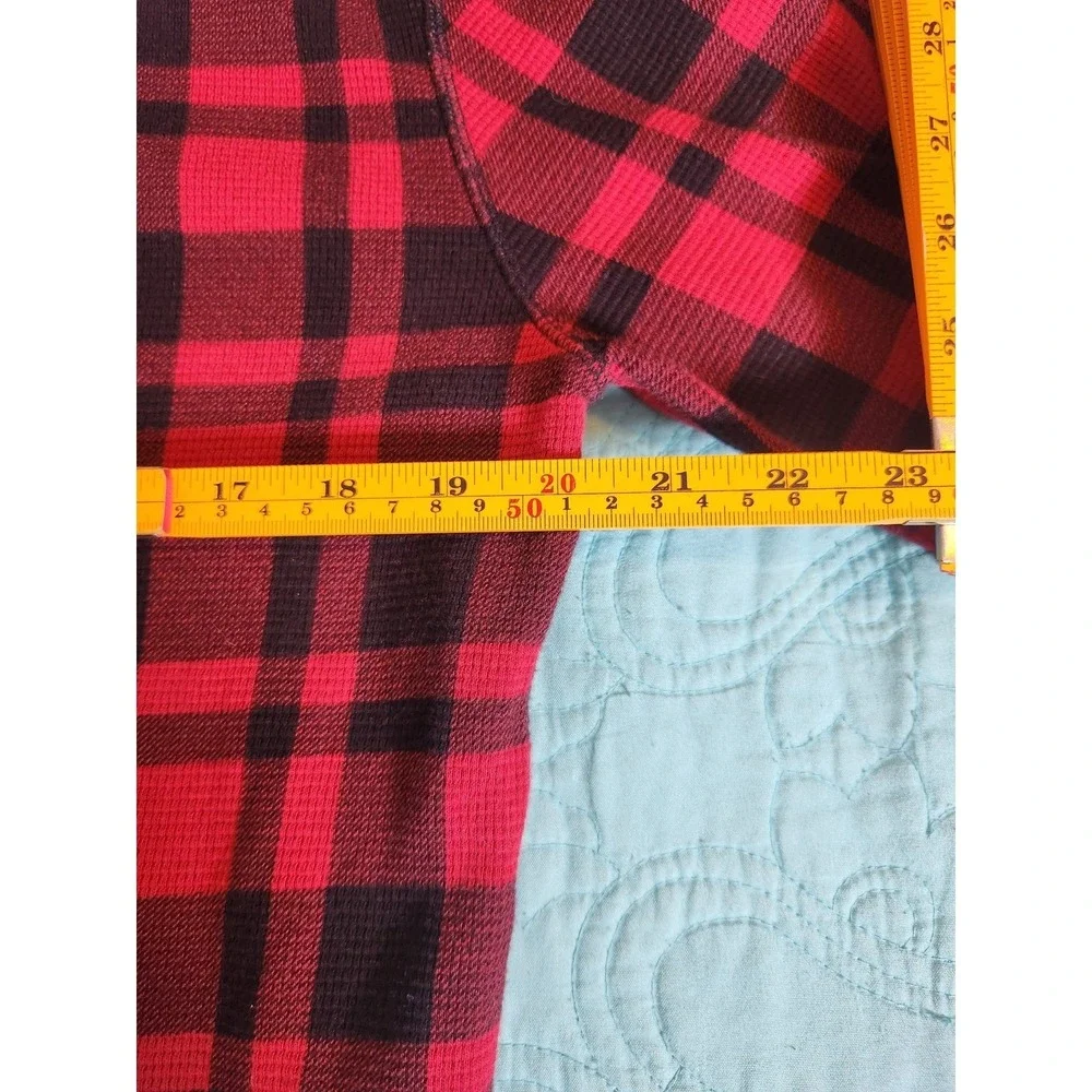 Polo Ralph Lauren Mens XL Red Black Buffalo Plaid Waffle‎ Knit Thermal Shirt